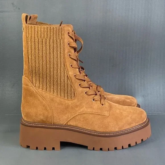 SAM EDELMAN EVINA FRONTIER BROWN Platform Combat boots women size 10 - Picture 1 of 10